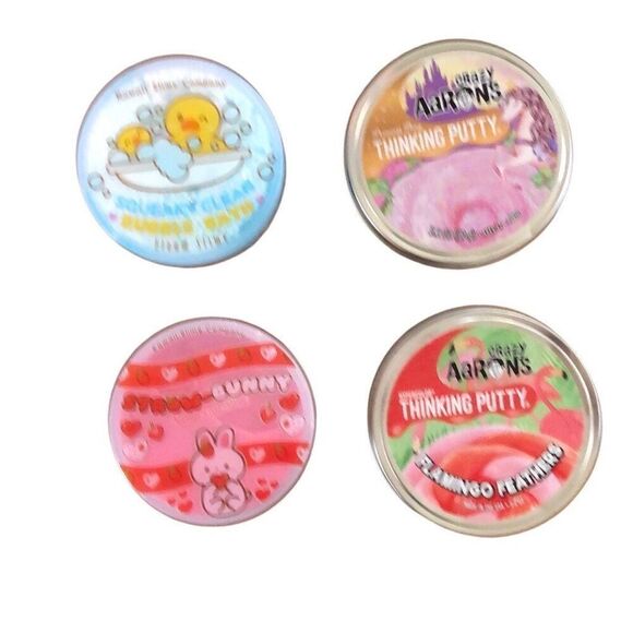 4 Slime, Thinking Putty, Floam Slime LOT Crazy Aaron’s & Kawaii Slime Co